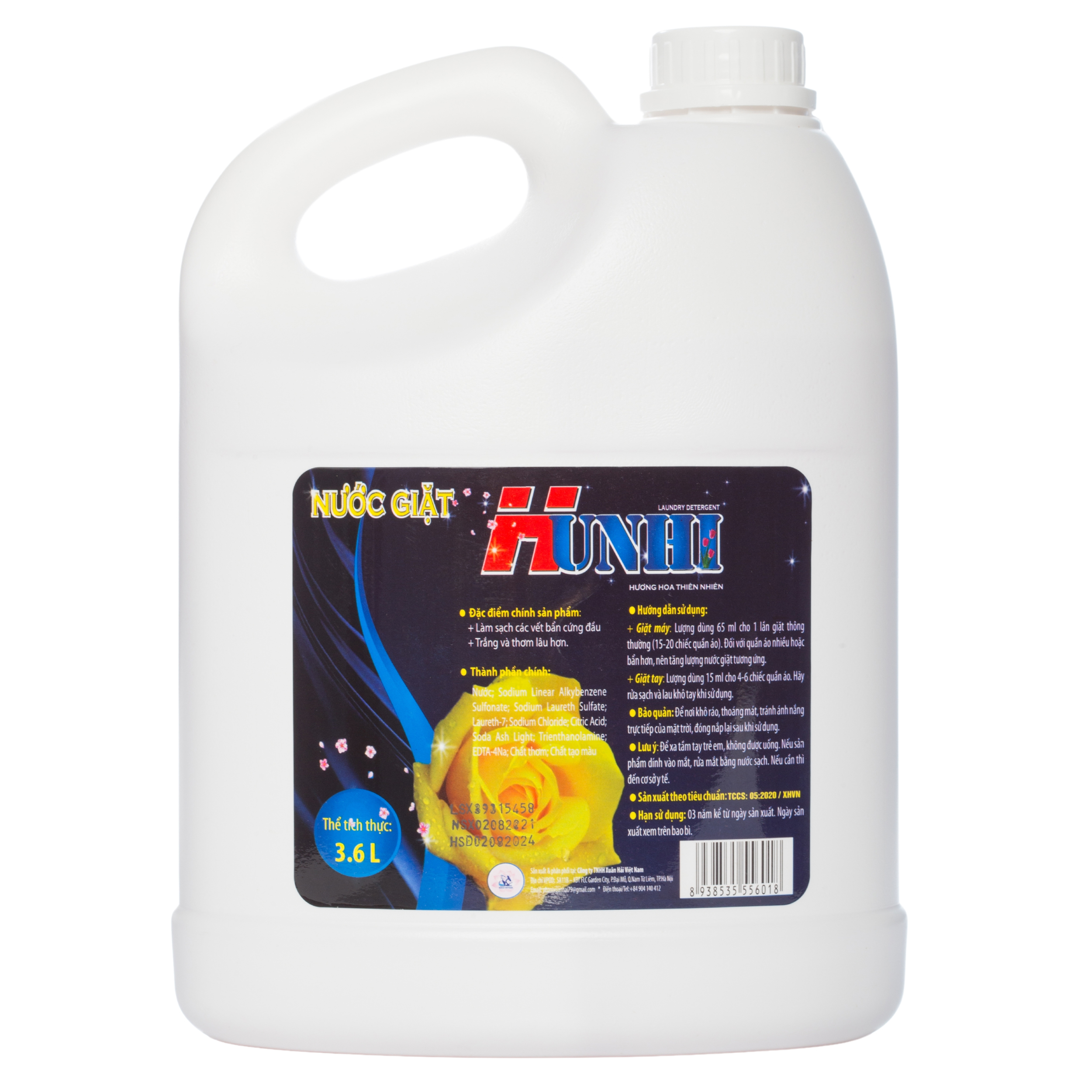 Nước giặt  mặt sau can 3,6 lít